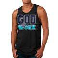 Mens Fitness Tank Top Graphic T-shirt God @ Work Navy Blue and Blue